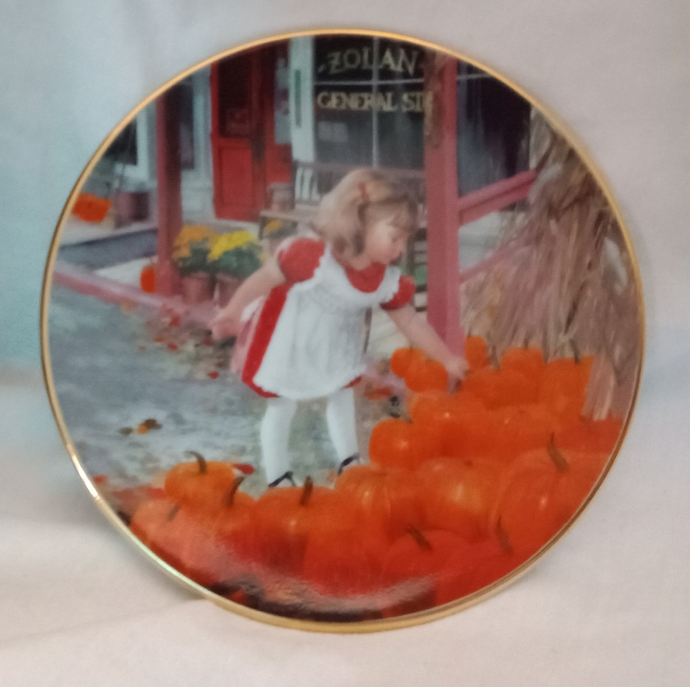 Vintage 1997 Pemberton & Oakes Country Pumpkins Painted Miniature Plate Zolan